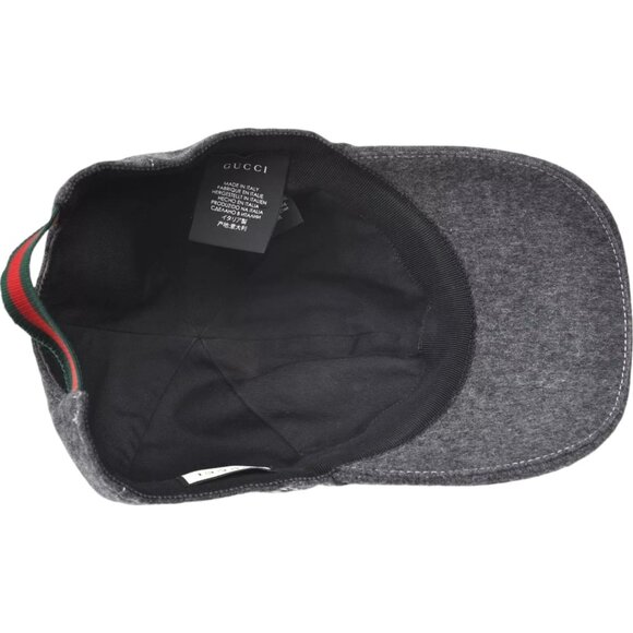 090248AR (S3) Gucci Cap Web Sherry Line Gray Wool - Picture 9 of 14